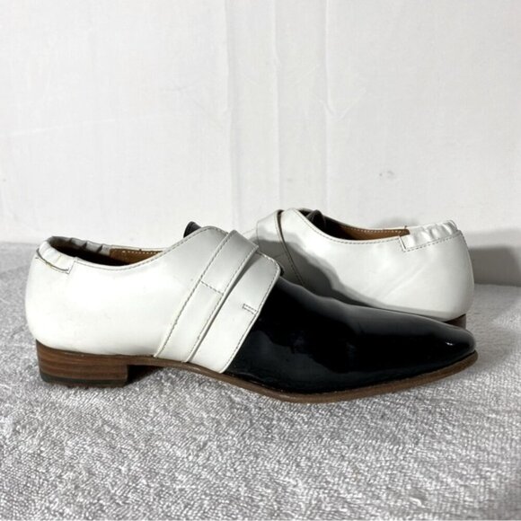 John Fluevog Two Tone Blk & Wht Patent Leather The Gateways Johnston Monkstrap 8 - Picture 13 of 15